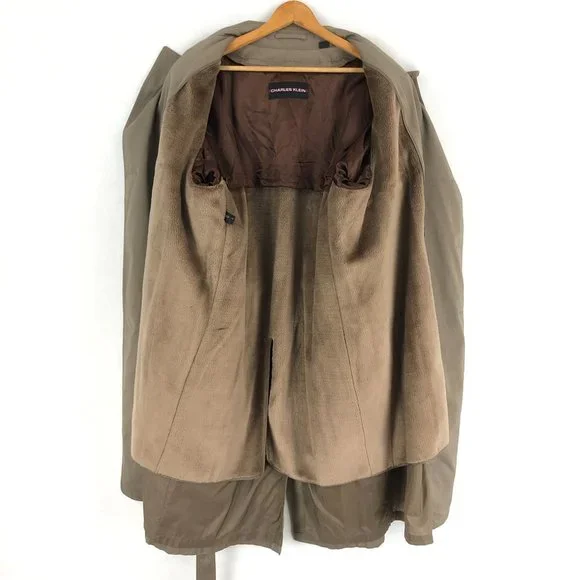 Charles Klein Men's Size 42R Brown Double Breasted Long Sleeve Trench Coat - Picture 7 of 11